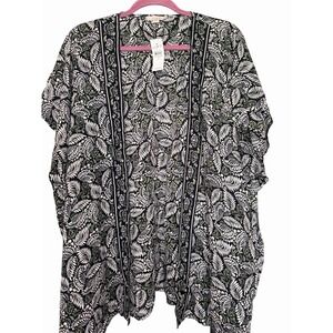 Loft Women's XS/S Black Cream Paisley Modal Open Kimono Jacket NWT Run Large